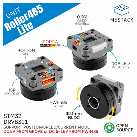 Unidad M5Stack Roller485 Lite sin anillo deslizante (STM32)