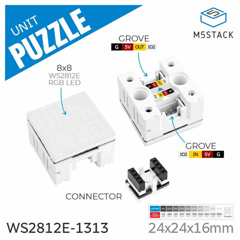 Unité de puzzle M5Stack, matrice LED 8x8 (WS2812E)