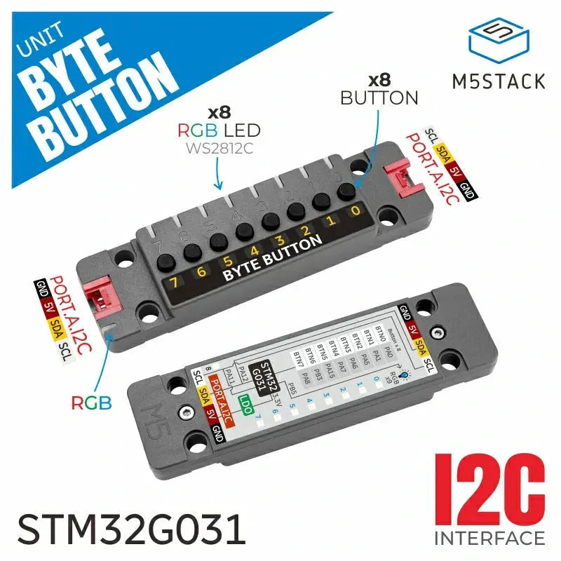 Unidad de botones de bytes con 8 botones (STM32G031)