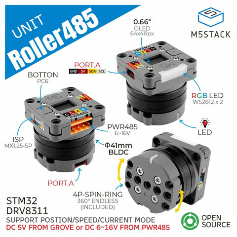 Unité M5Stack Roller485 avec moteur BLDC (STM32)