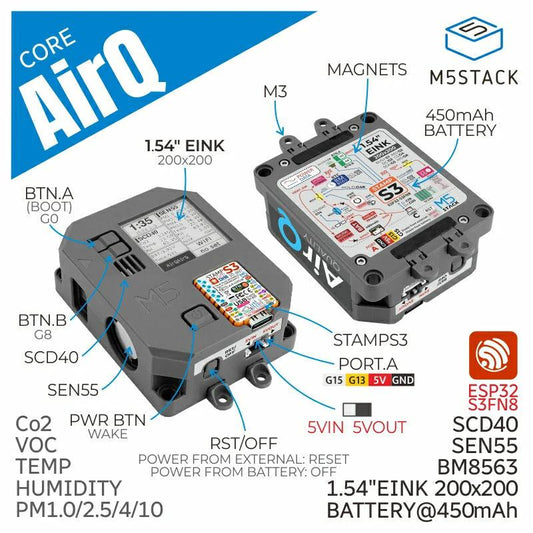 Air Quality Kit w/ M5StampS3 (SEN55, SCD40)