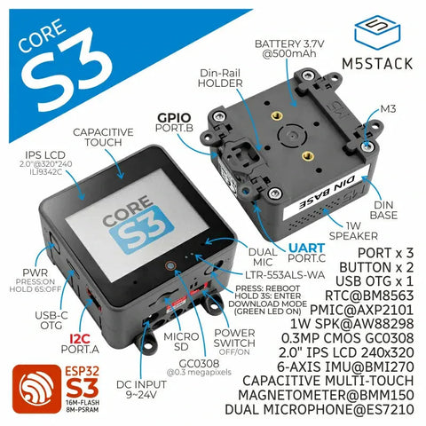 Kit de développement M5Stack CoreS3 ESP32S3 loT