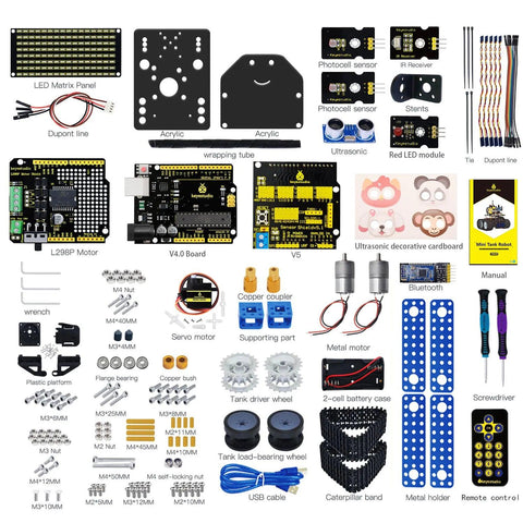 Keyestudio DIY Mini Tank V2.0 Smart Robot Car Kit - OpenELAB