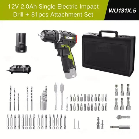 WORX Perceuse électrique WU131 Perceuse à percussion avec batterie au lithium