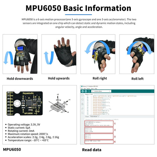 Keyestudio Motion Sensing Glove Gesture Nano Control Smart Car - OpenELAB