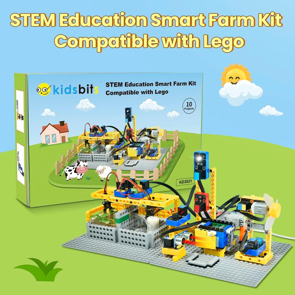 Kit de granja inteligente Kidsbits STEM Education compatible con Lego para Arduino