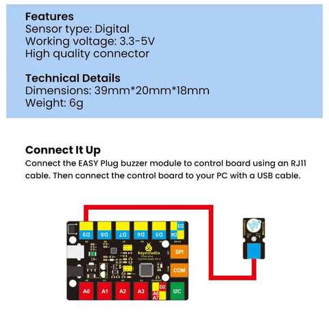 EASY PLUG RJ11 Actieve zoemermodule - OpenELAB