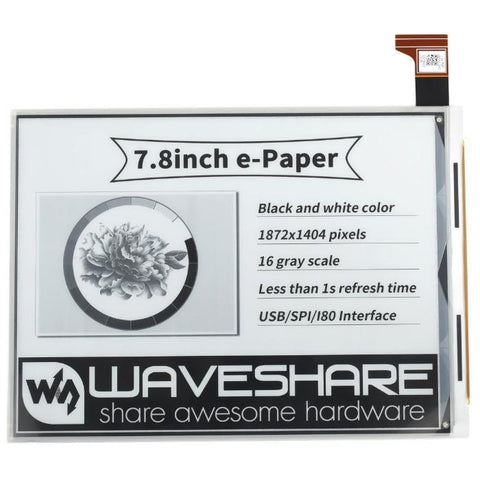 Waveshare 7,8 inch E-Ink-display 1872x1404 E-Paper met hoed