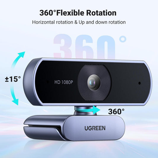 Webcam UGREEN 1080P avec microphone, caméra Web USB Full HD