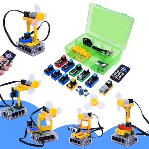 Kidsbits STEM Bloques de construcción electrónicos Ventilador inteligente Sensor de bricolaje Kit Lego