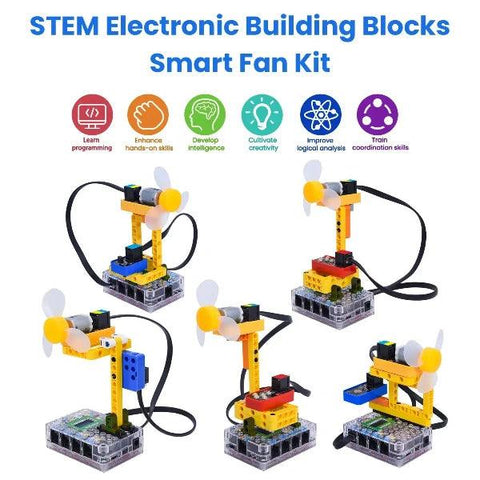 Kit de iniciación programable con ventilador inteligente de bloques de construcción electrónicos Kidsbits STEM