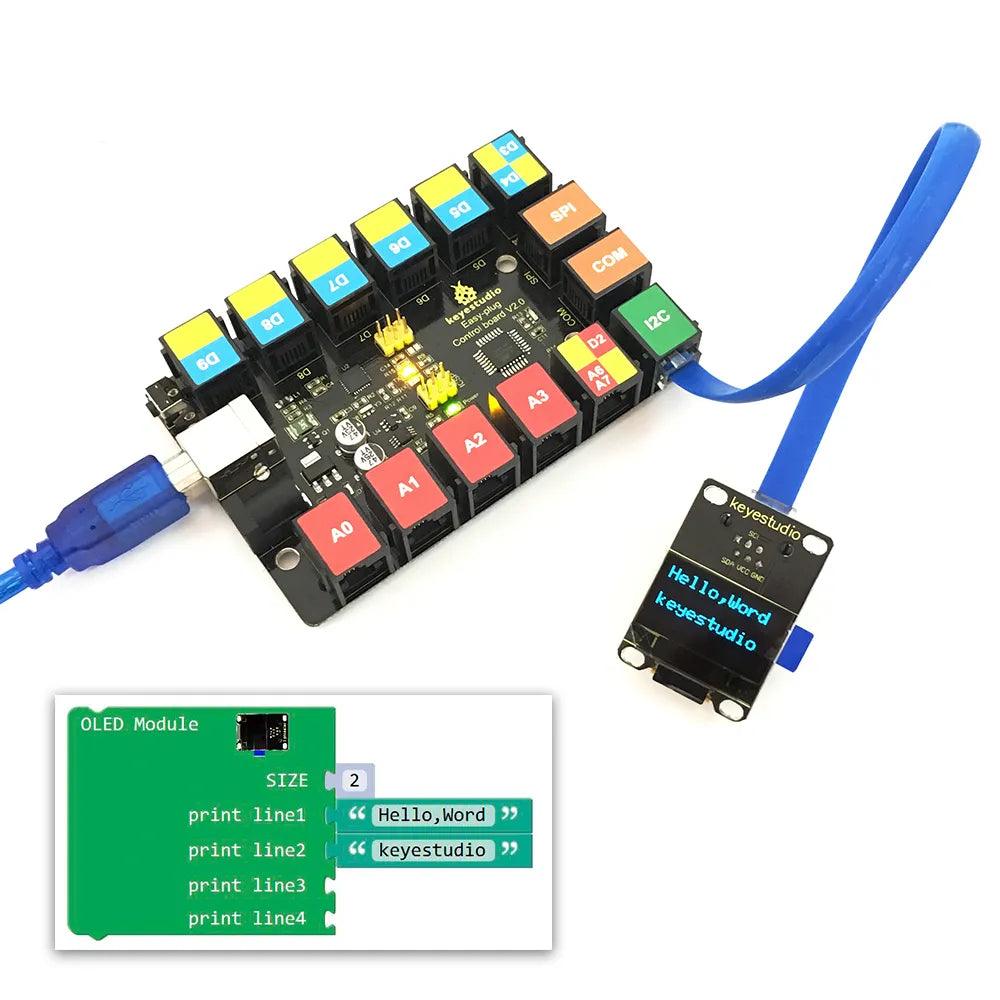 Keyestudio EASY PLUG RJ11 128 x 64 OLED Module - OpenELAB