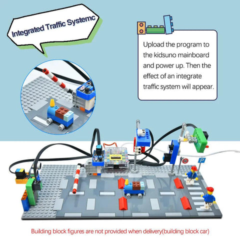 Kit fai da te della serie Lego compatibile con il sistema di traffico intelligente Kidsbits