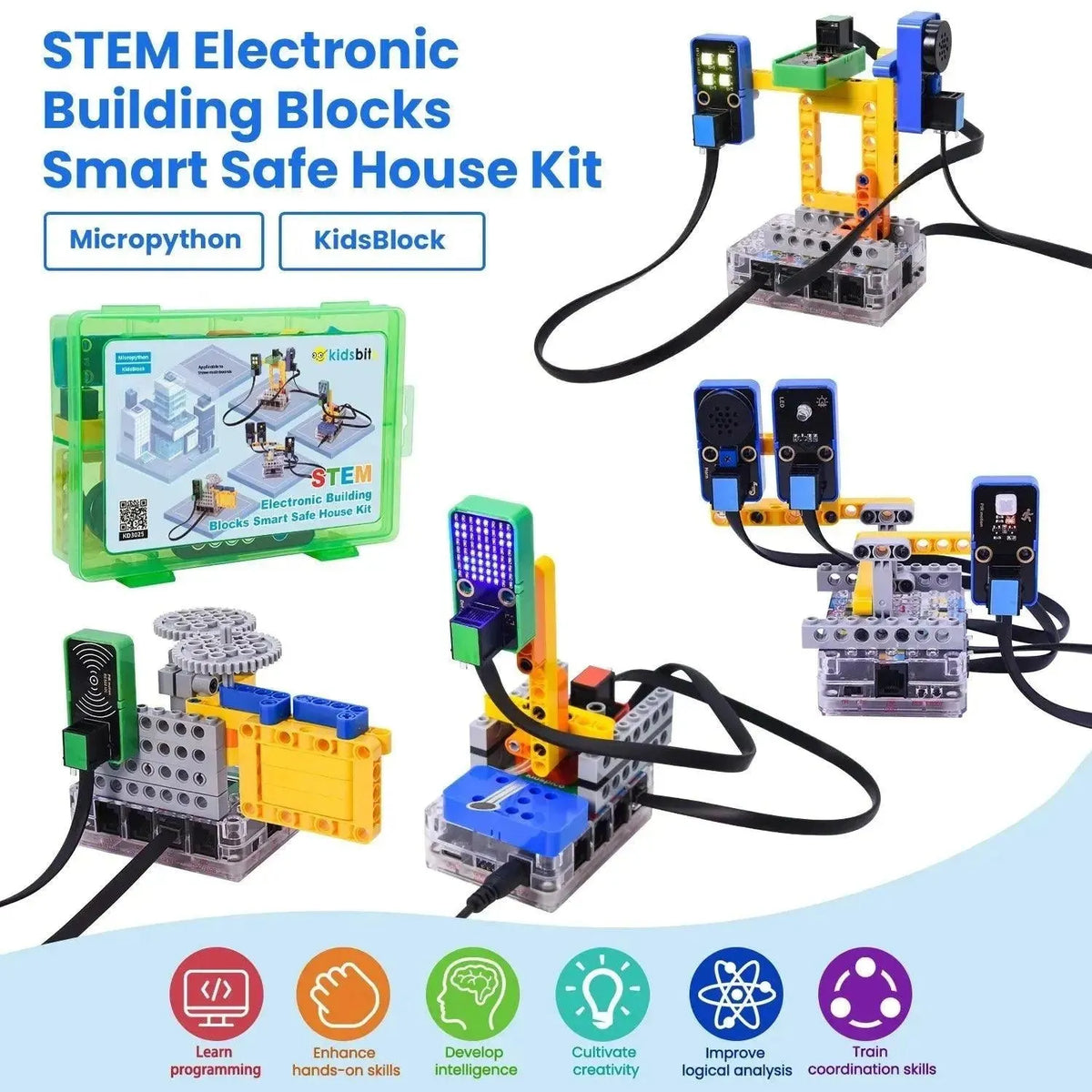 Kidsbits STEM Electronic Building Blocks Smart Safe House Sensor Starter Kit