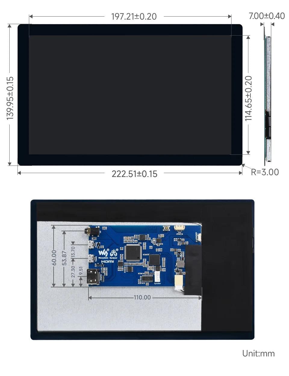 Waveshare 9 inch QLED Quantum Dot Display,1280×720 HDMI - OpenELAB