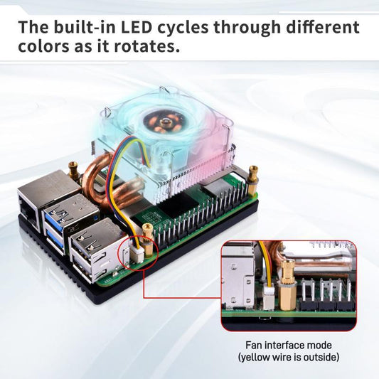 Ventilateur LED RVB de refroidissement de processeur de tour de glace à profil bas pour Raspberry Pi 5