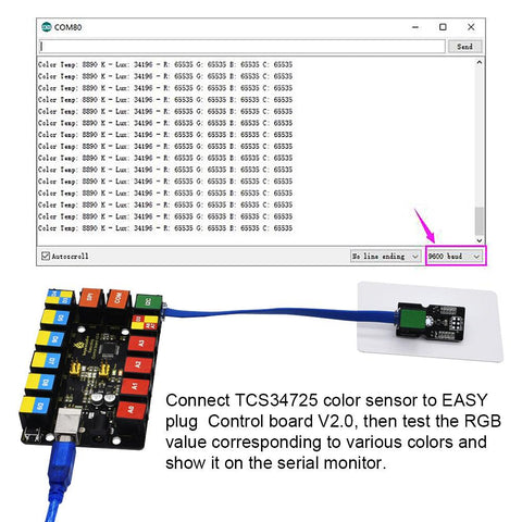 Keyestudio EASY PLUG RGB TCS34725 Color Sensor Module I2C - OpenELAB