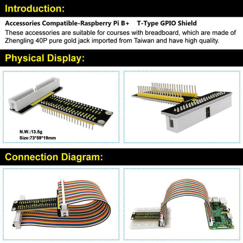 GPIO T-type Shield voor Raspberry Pi