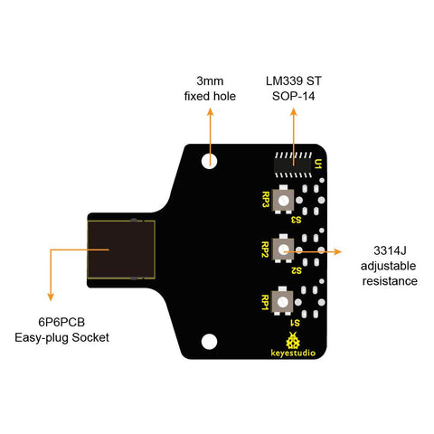 Keyestudio EASY PLUG Robot 3-way Line Tracking Sensor - OpenELAB