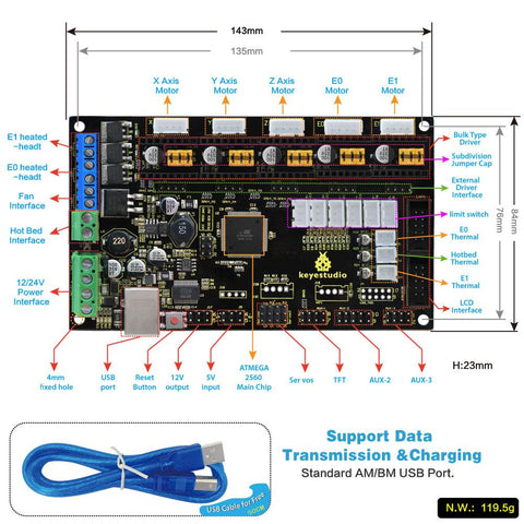 Scheda di controllo della scheda madre della stampante OpenELAB 3D MKS Gen V1.4