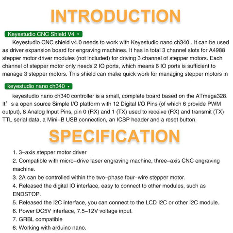 OpenELAB 3 stks A4988 driver + Nano CH340 voor Arduino CNC