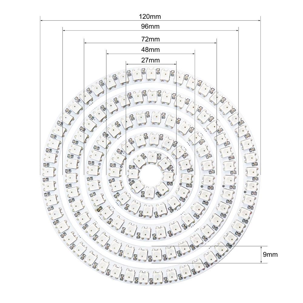 WS2812b Led ring Addressable 8/16/24/35/45Leds 5050 RGB Led Diode Ring Color IC Built-in LED - OpenELAB