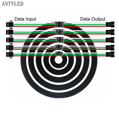 WS2812b Led ring Addressable 8/16/24/35/45Leds 5050 RGB Led Diode Ring Color IC Built-in LED - OpenELAB