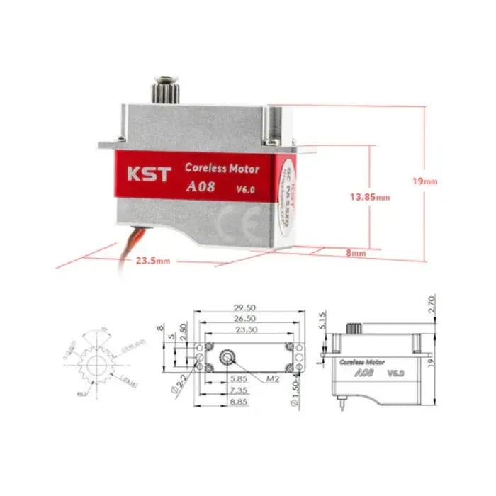 KST A08 V6.0 Coreless Metal Gear HV Micro Servo 3.2Kgf.cm 0.09sec-2