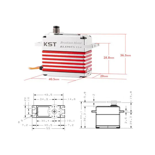 KST BLS905X Brushless Tail Servo 8Kgf.cm 0.035sec 60°-3