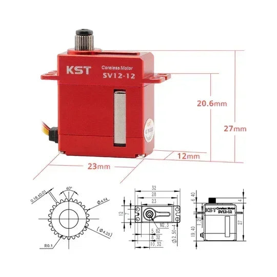 KST SV12-12 Super High Voltage 9.0Kgf.cm 0.10sec 60° Micro Servo-3