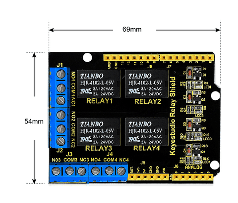 Keyestudio 4 channel 5V Relay Shield module for Arduino UNO R3 - OpenELAB