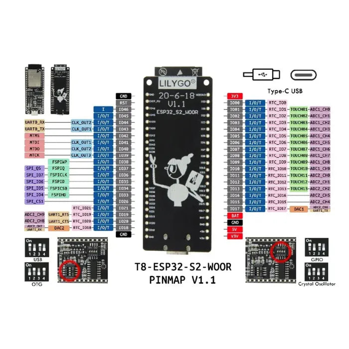 LILYGO ESP32 S2 WOOR Wi-Fi Bluetooth Wireless Module-8