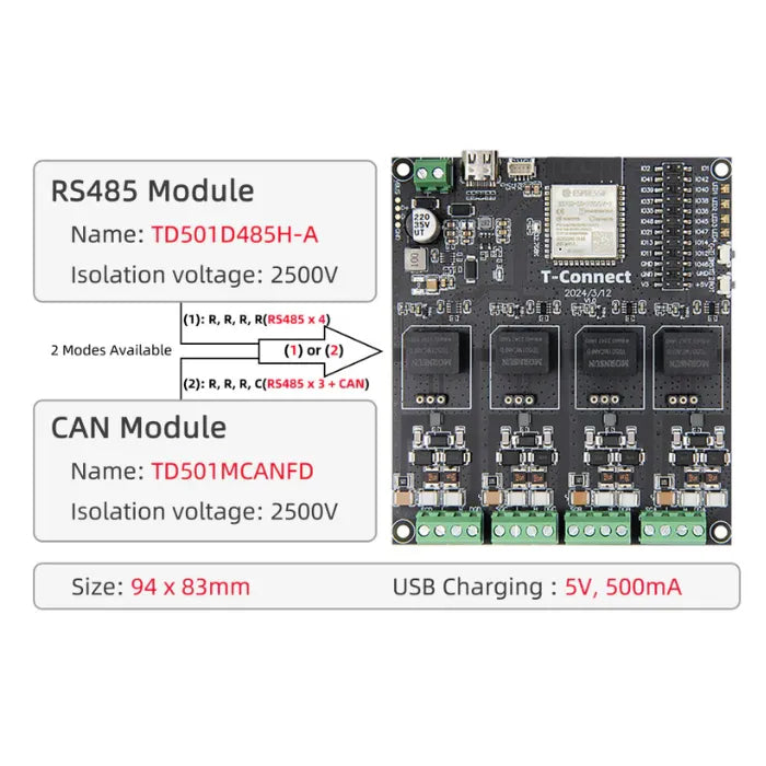 LILYGO T-Connect S3 2.4Ghz Wi-Fi BLE5 RS485 CAN Dev Board-7