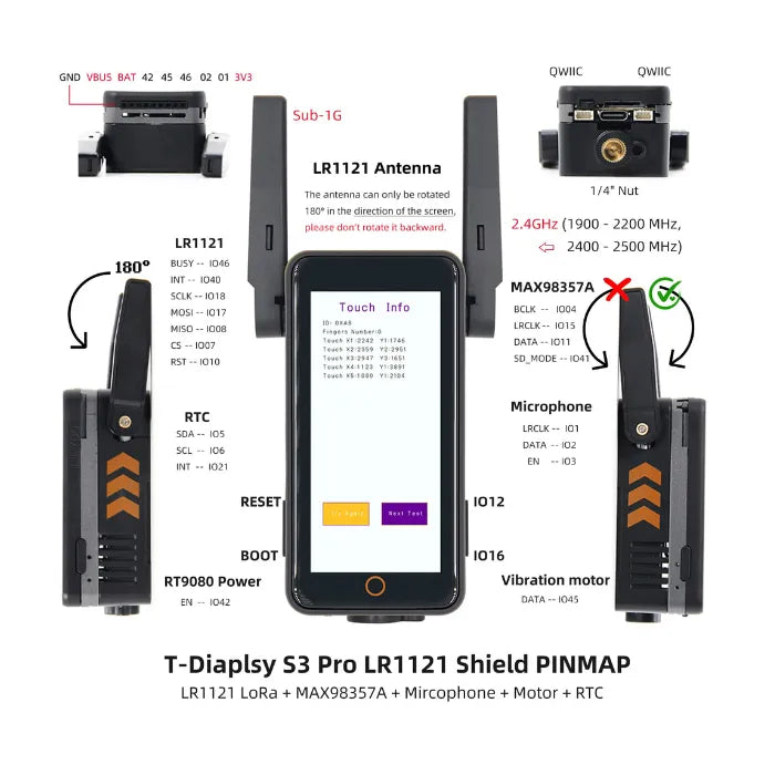 LILYGO T-Diaplsy S3 Pro LR1121 LoRa Dual-Band Meshtastic Touch Module-8