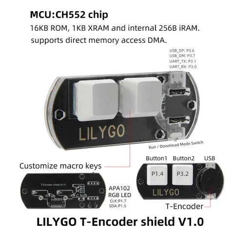 LILYGO T-Encoder Shield CH552 Macro Keys RGB LED-4