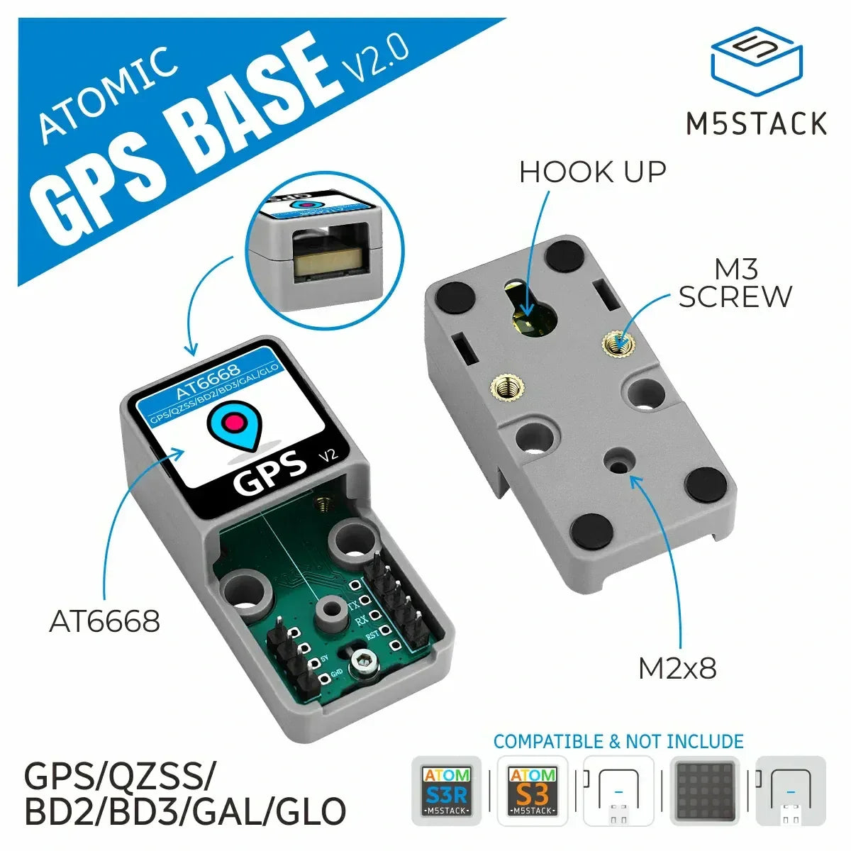 M5Stack ATOMIC GPS Base v2.0 (ATGM336H)-2
