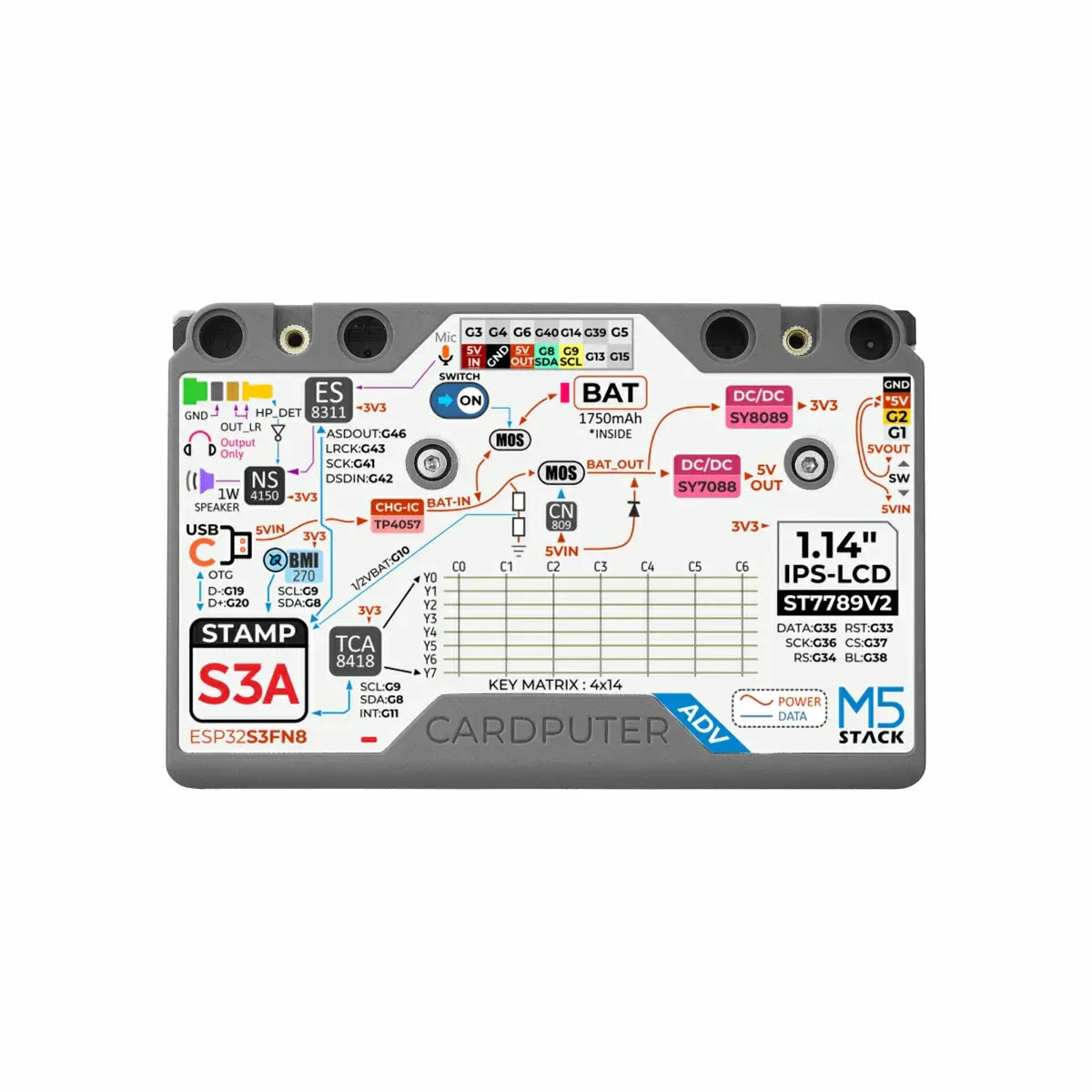 M5Stack Cardputer-Adv with StampS3A ESP32-S3FN8 Mechanical Keyboard-8