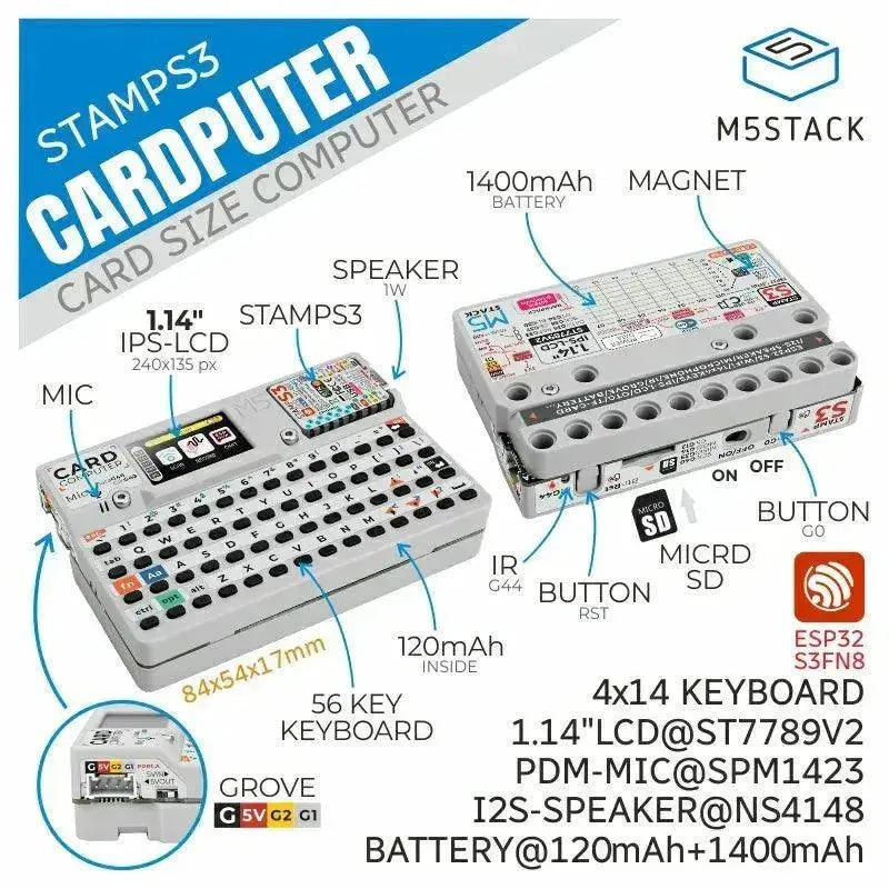 M5Stack Cardputer Kit with M5StampS3 1400mAh Battery-1