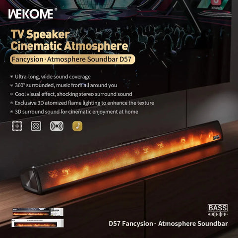 WEKOME D57 Home Echo Wall Bluetooth Speaker with Atmosphere Flame Light