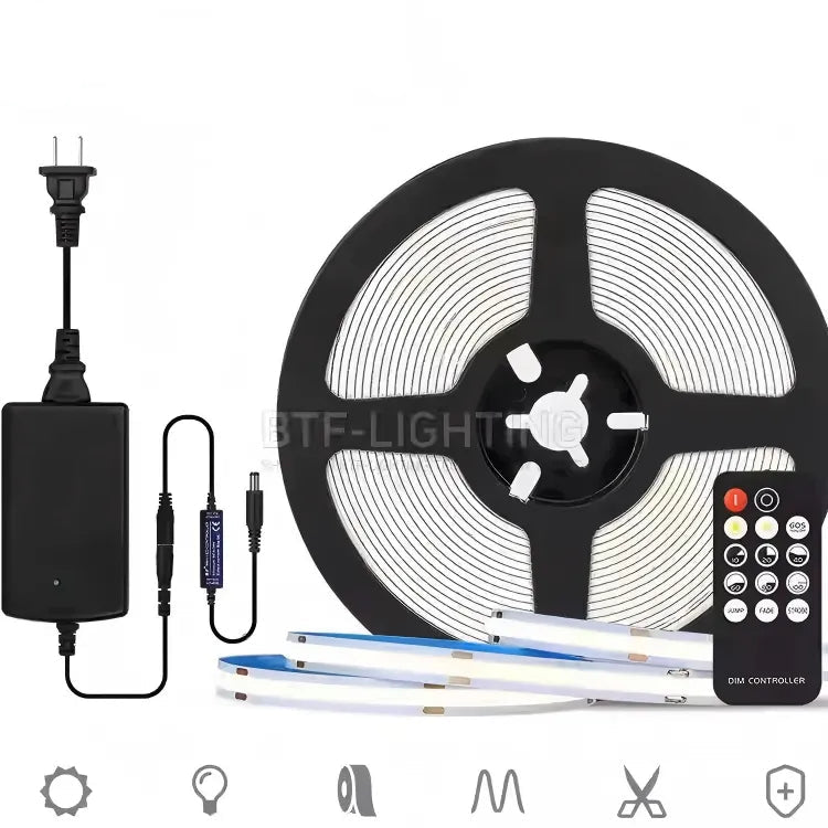 OpenELAB 12V FCOB LED Strip 8mm Wide 480 LEDs High CRI Flexible Light