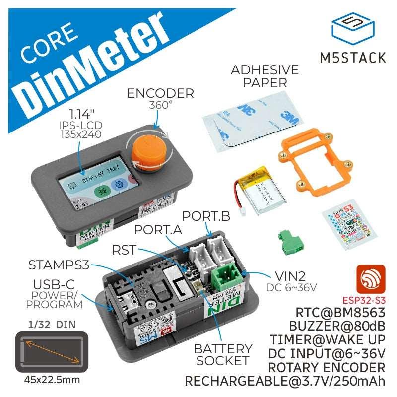 M5Stack Din Meter w/ M5StampS3 - OpenELAB