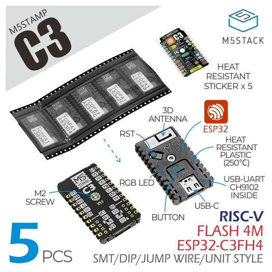 M5Stack M5Stamp C3 (5pcs) - OpenELAB