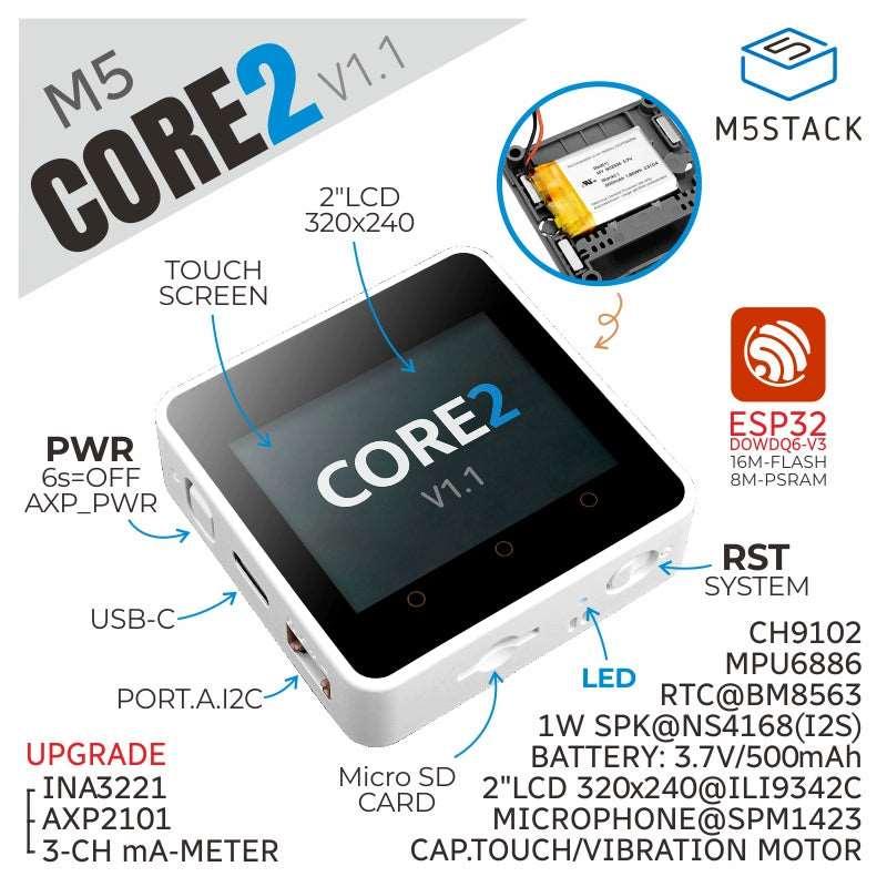 M5Stack Core2 ESP32 IoT Development Kit V1.1 - OpenELAB