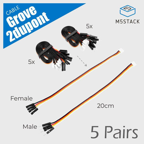 M5Stack Grove2Dupont Conversion Cable 20cm (5Pairs) - OpenELAB