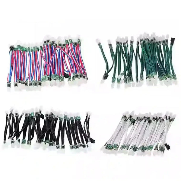 50ks WS2811 12V LED drátový řetěz černá zelená RWB vánoční světlo IP68