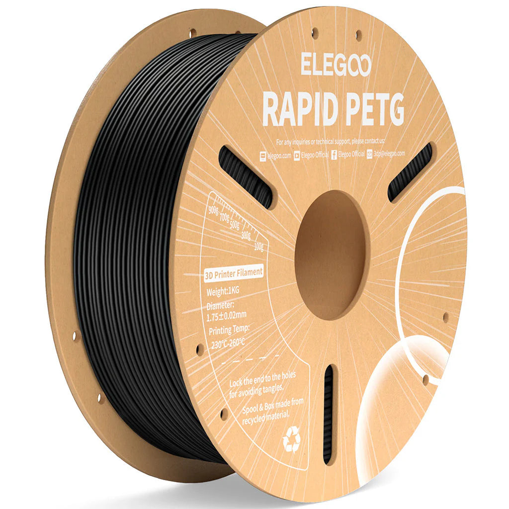 ELEGOO Rapid PETG Black Filaments 3D Printer Consumables 1KG 1.75mm for FDM 3D printer