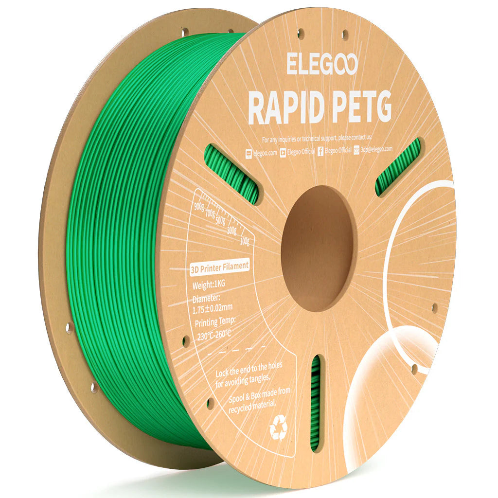 ELEGOO Rapid PETG Green Filaments 3D Printer Consumables 1KG 1.75mm for FDM 3D printer