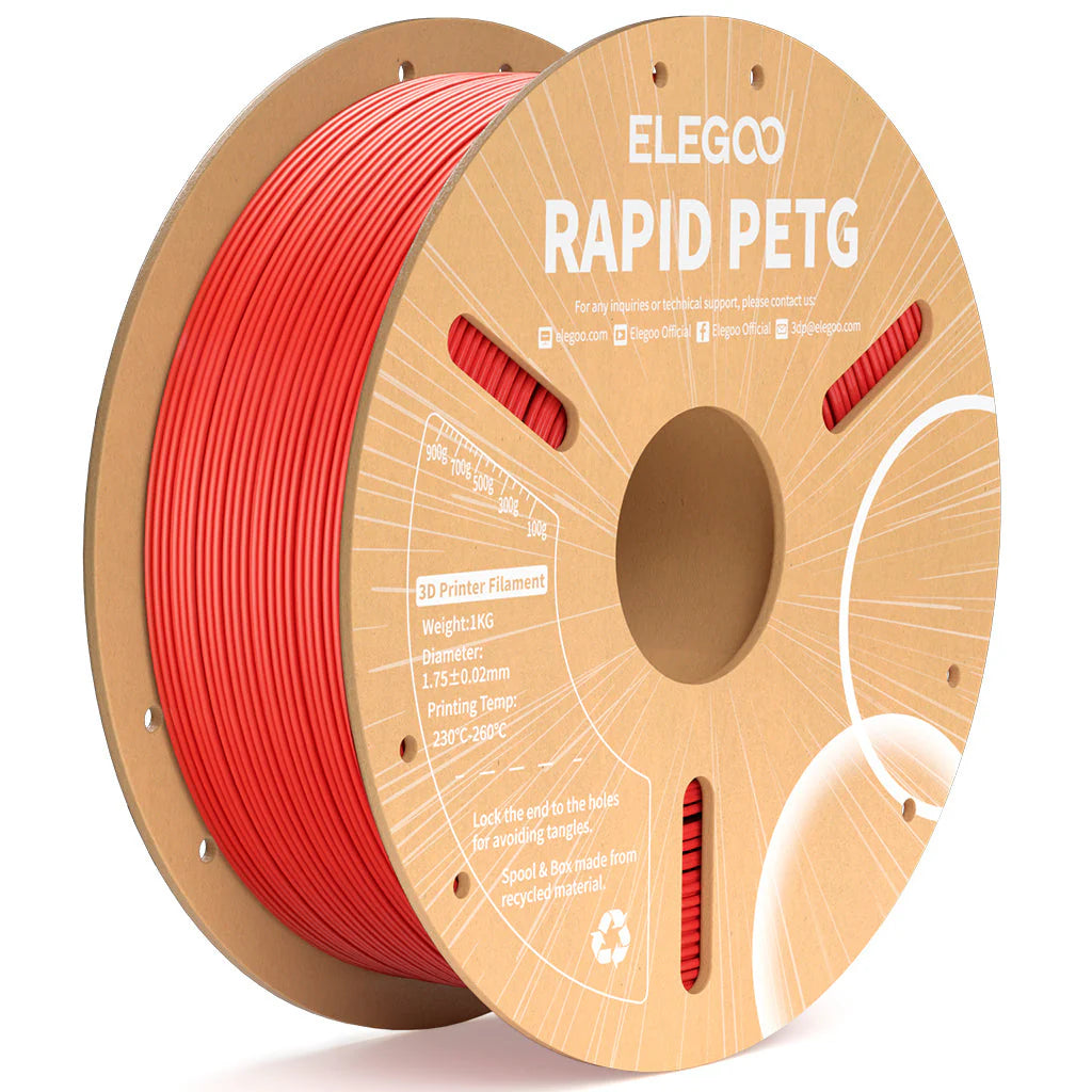 ELEGOO Rapid PETG Red Filaments 3D Printer Consumables 1KG 1.75mm for FDM 3D printer
