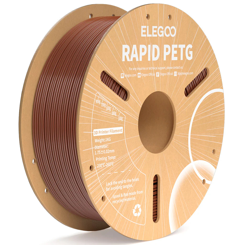 ELEGOO Rapid PETG Brown Filaments 3D Printer Consumables 1KG 1.75mm for FDM 3D printer