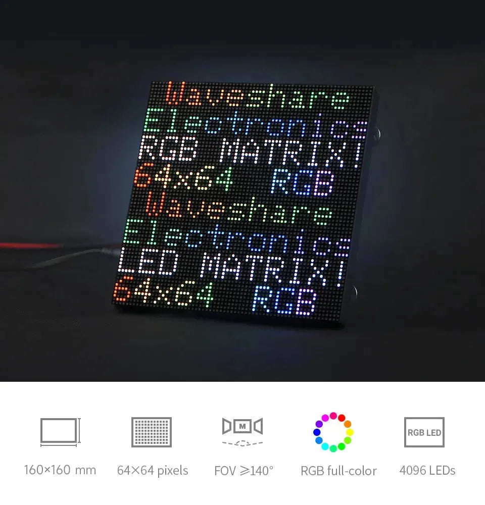 Panneau matriciel LED RVB polychrome, pas de 2,5 mm, 64 x 64 pixels, luminosité réglable